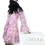 All pink dress with matching headpiece